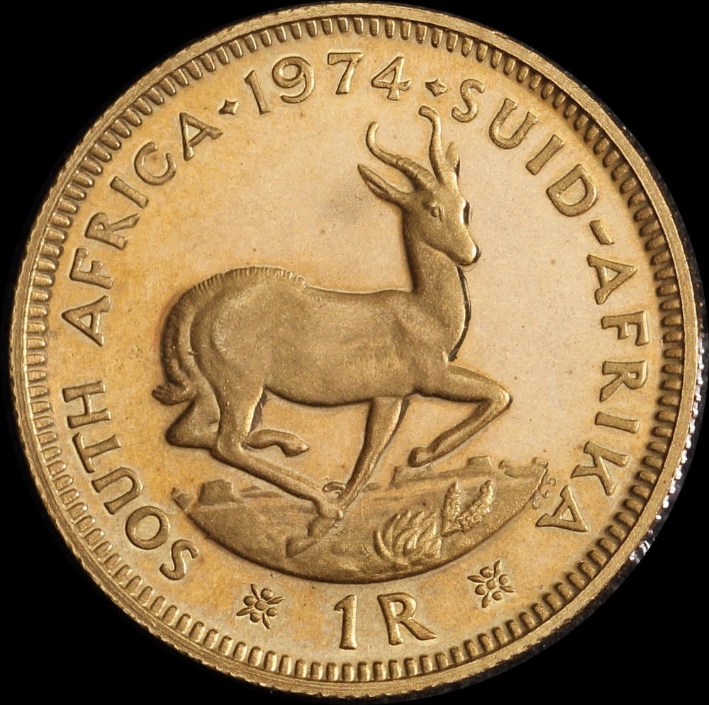South Africa 1974 Proof Gold 1 Rand KM# 63 FDC product image