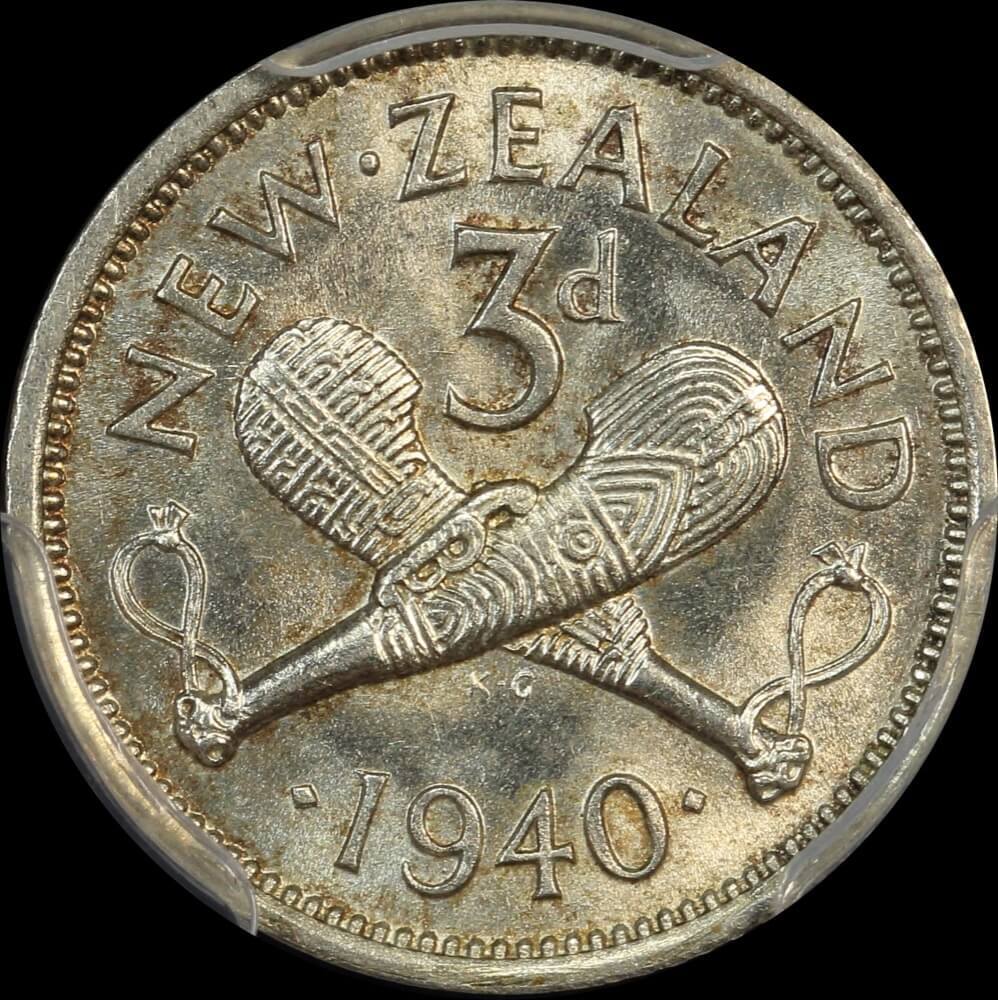 New Zealand 1940 Silver Threepence KM#7 PCGS MS63 product image