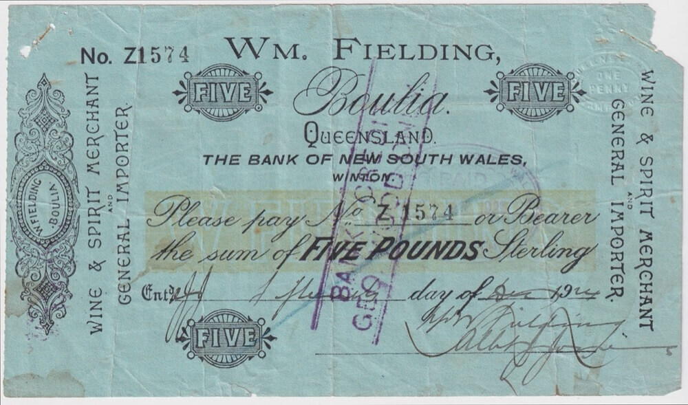 Fielding (Boulia) 5 Shillings Shinplaster 1924 Fine product image