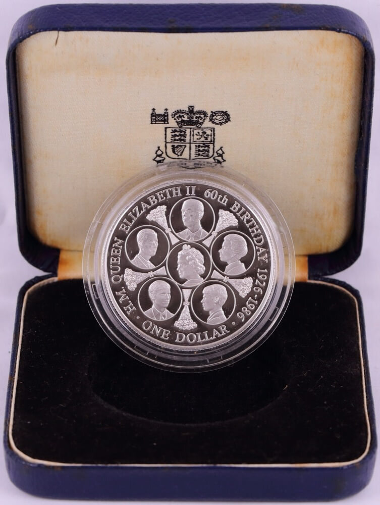 Cook Islands 1986 Silver $1 Piedfort Proof Coin Queens Birthday KM# 31a product image
