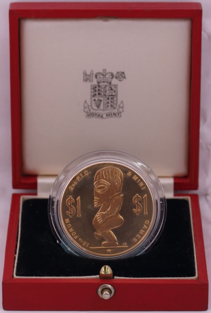 Cook Islands 1985 Gold $1 Proof Coin Mini South Pasific Games KM# 30b product image
