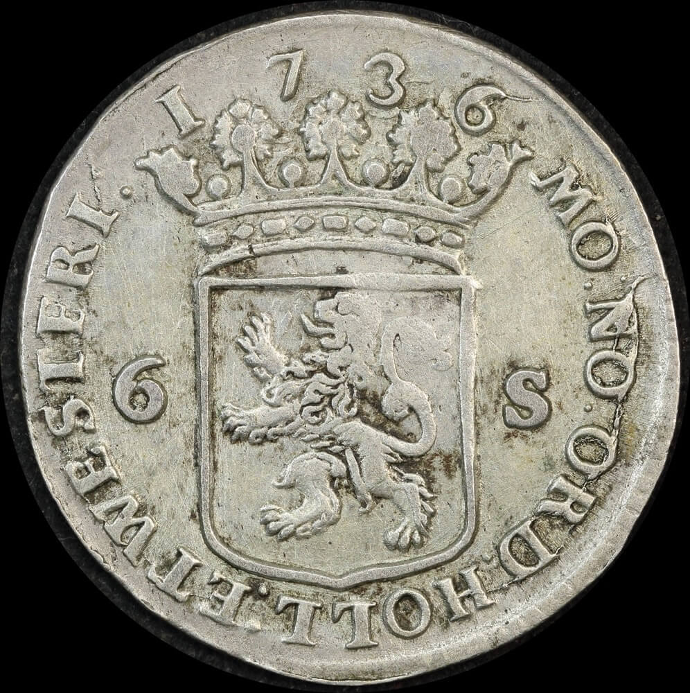 Netherlands (West Friesland) 1736 Silver 6 Stuivers KM# 102.2 Very Fine product image