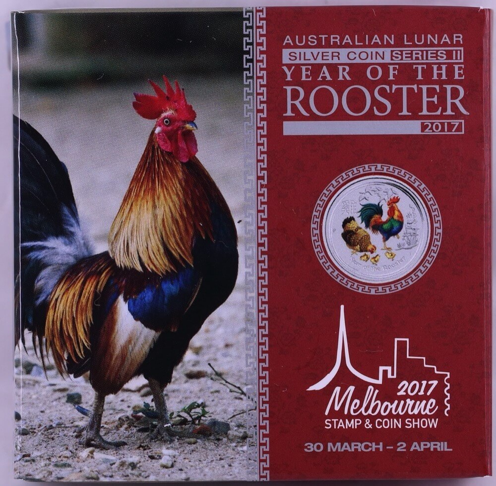 Silver Lunar Quarter Ounce Coloured Rooster 2017 Melbourne Show Special product image