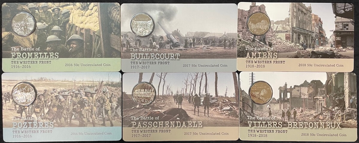 2016 ~ 2018 Set of 6 Carded 50 Cent Coins Western Front product image