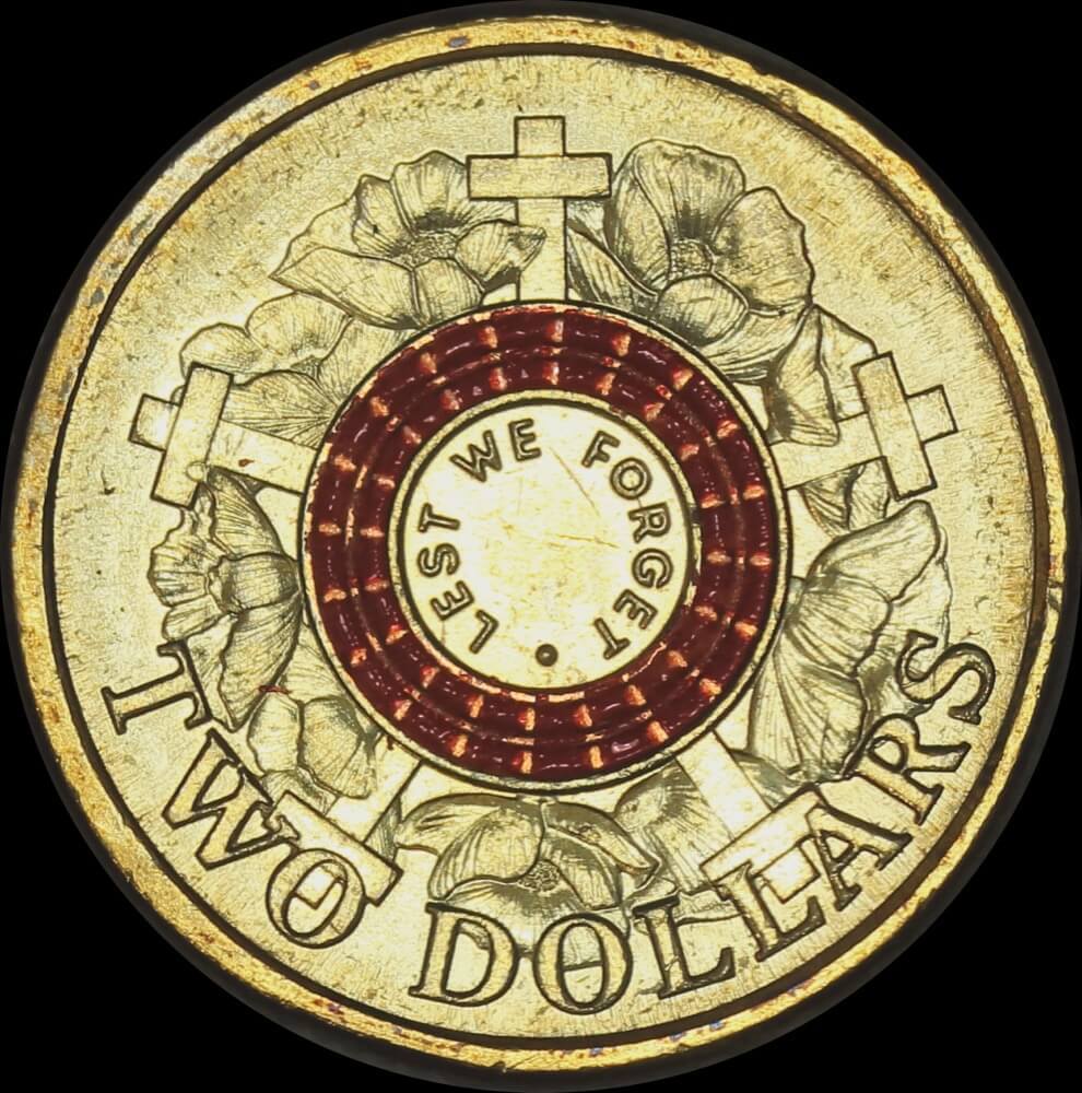 2015 Coloured 2 Dollar Coin Lest We Forget Uncirculated product image