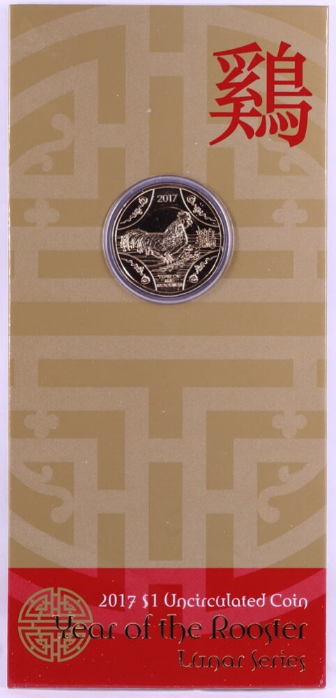 2017 One Dollar Carded Unc Coin Lunar Year of the Rooster product image