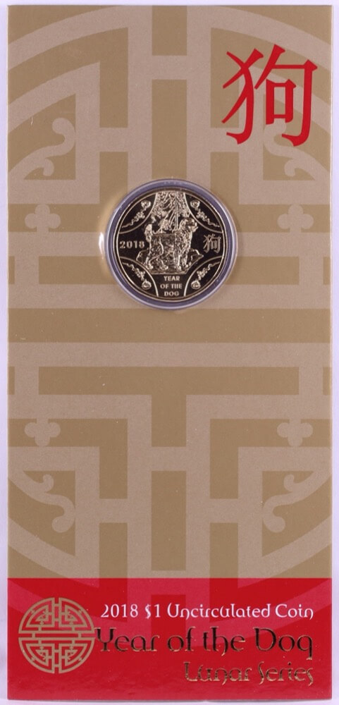 2018 One Dollar Carded Unc Coin Lunar Year of the Dog product image