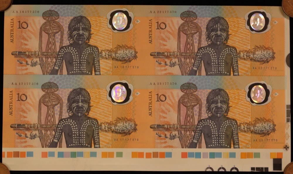 1988 Ten Dollars Uncut Block of Four product image