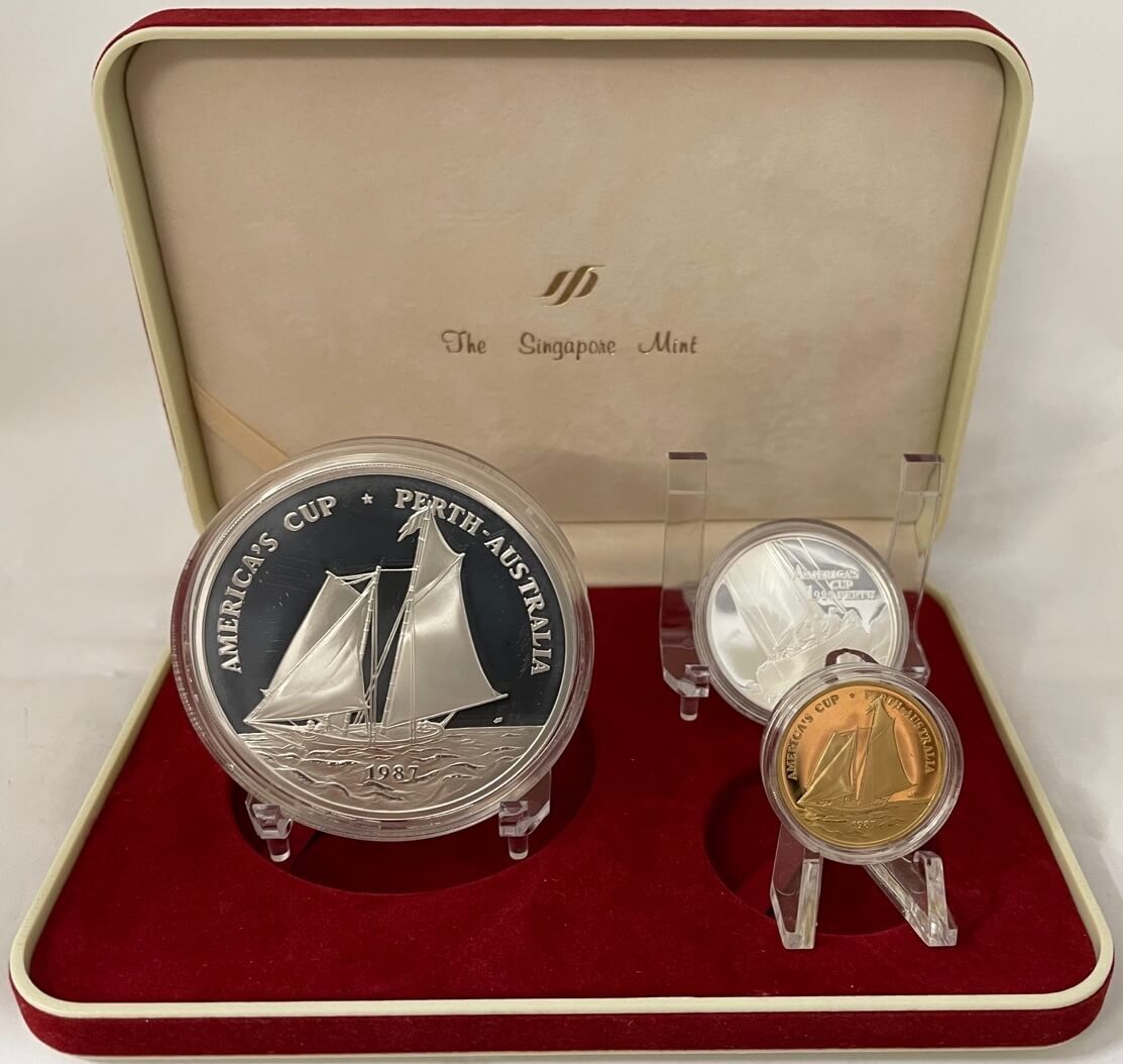 Samoa 1987 Gold and Silver 3 Coin Proof Set - Official America's Cup product image