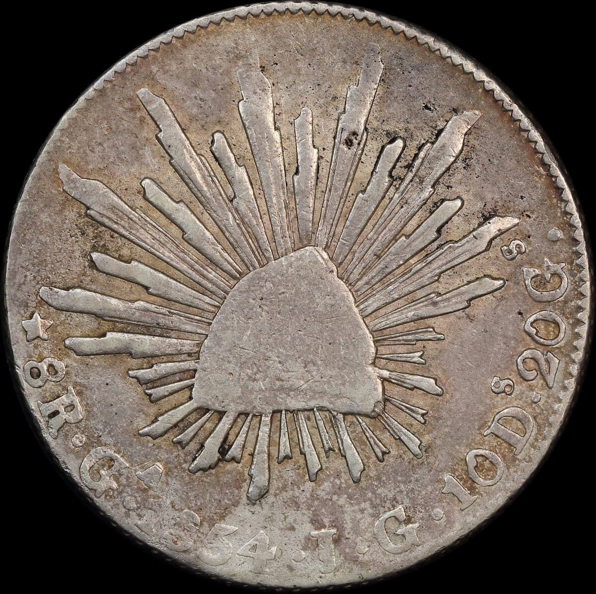 Mexico 1854 Silver 8 Reales KM# 377.6 about VF product image