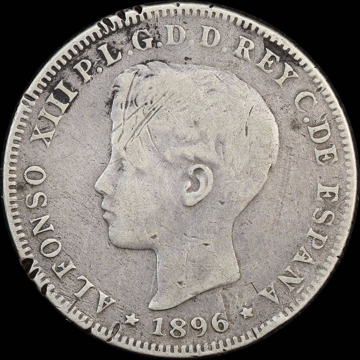 Puerto Rico 1896 Silver 40 Centavos KM# 23 Fine product image