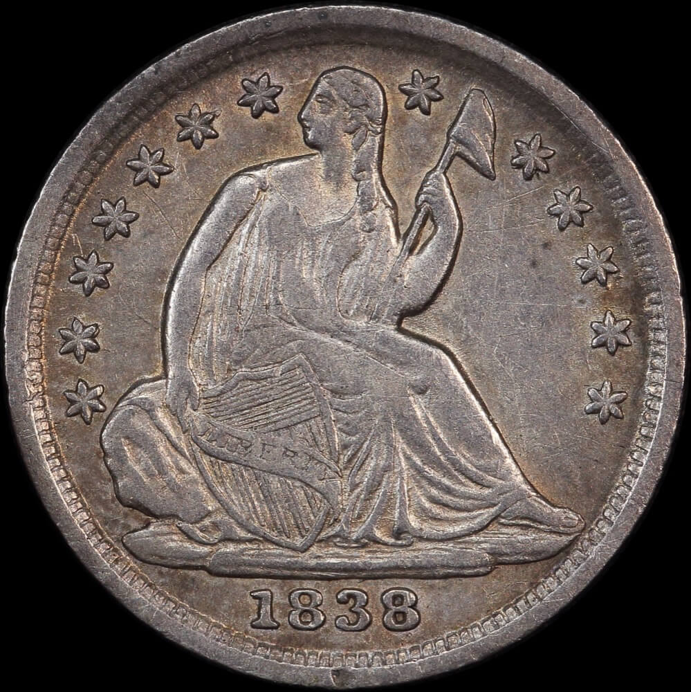 United States 1838 Silver Half Dime KM# 62.1 good VF product image