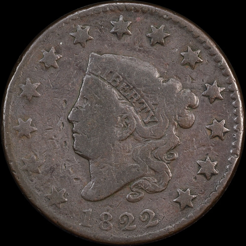 United States 1822 Copper Matron Head Large Cent KM# 45 Very Good product image