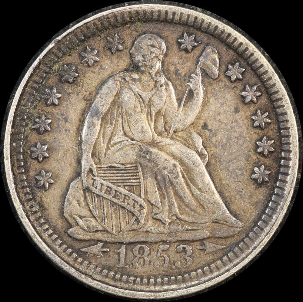 United States 1853 Silver Half Dime KM# 62.2 good VF product image