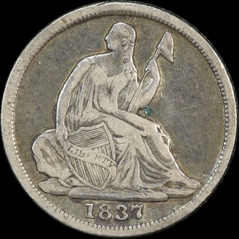 United States 1837 Silver Seated Liberty Half Dime KM# 61 about VF product image