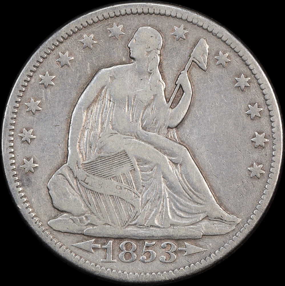United States 1853 Silver Seated Liberty Half Dollar KM#  good Fine product image