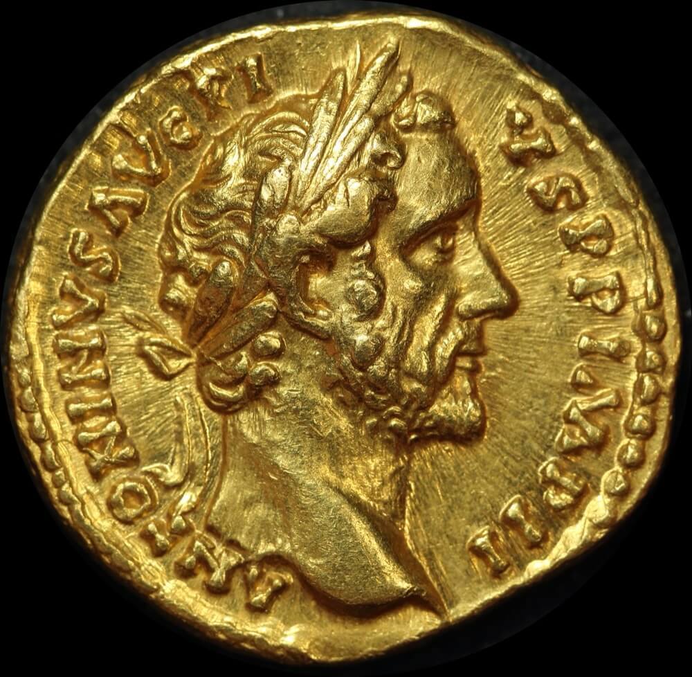 Ancient Rome (Imperial)  138 ~ 161 AD Antoninus Pius Gold Aureus Globe  RIC 256a good VF product image