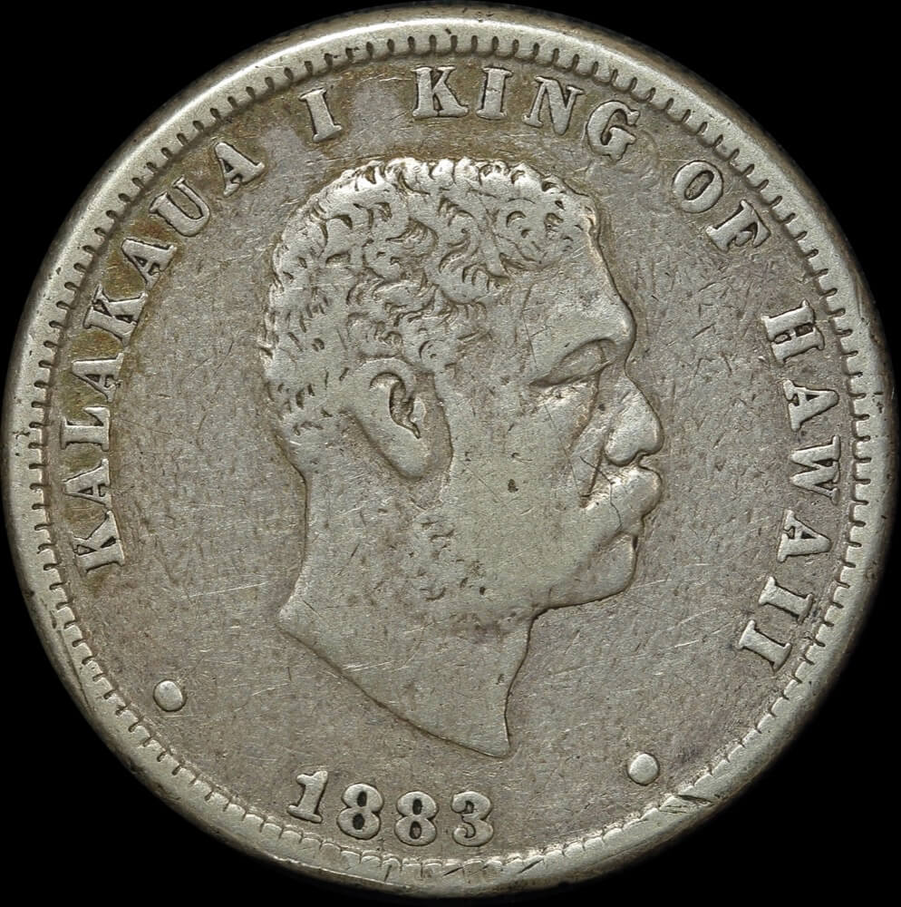 Hawaii 1883 Silver Quarter Dollar about Very Fine product image