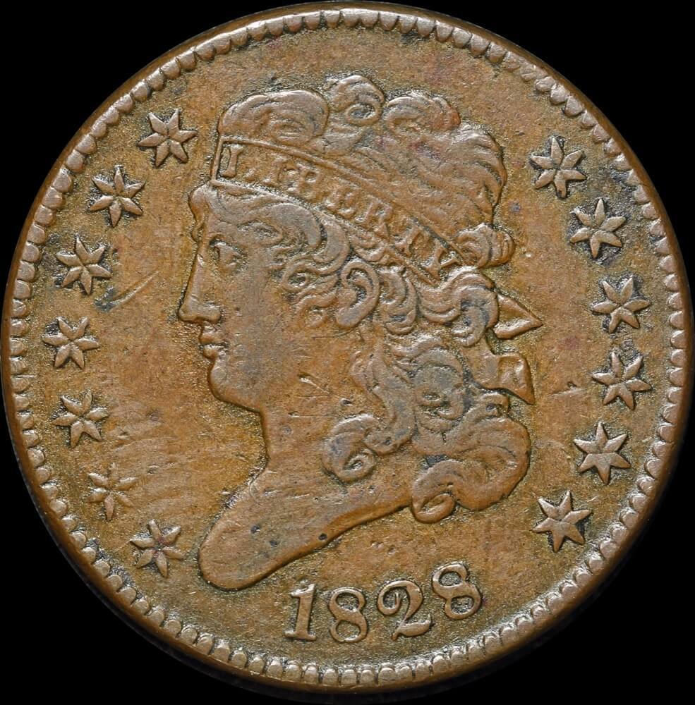 United States 1828 Copper Half Cent KM# 41 Very Fine product image