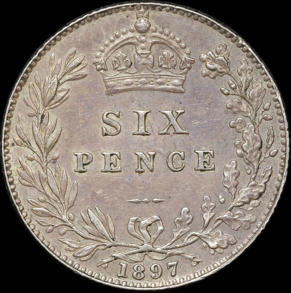 1897 Silver Sixpence Victoria S# 3940 about Unc product image