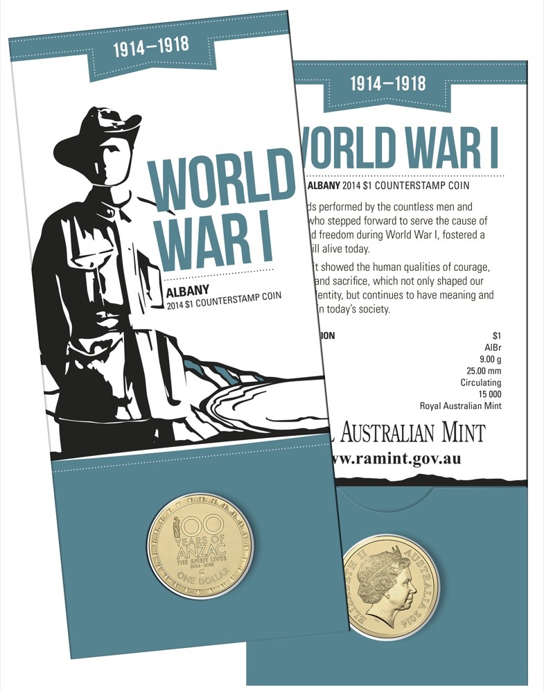 Australia 2014 One Dollar Coin 100 Years of ANZAC Albany Counterstamp product image