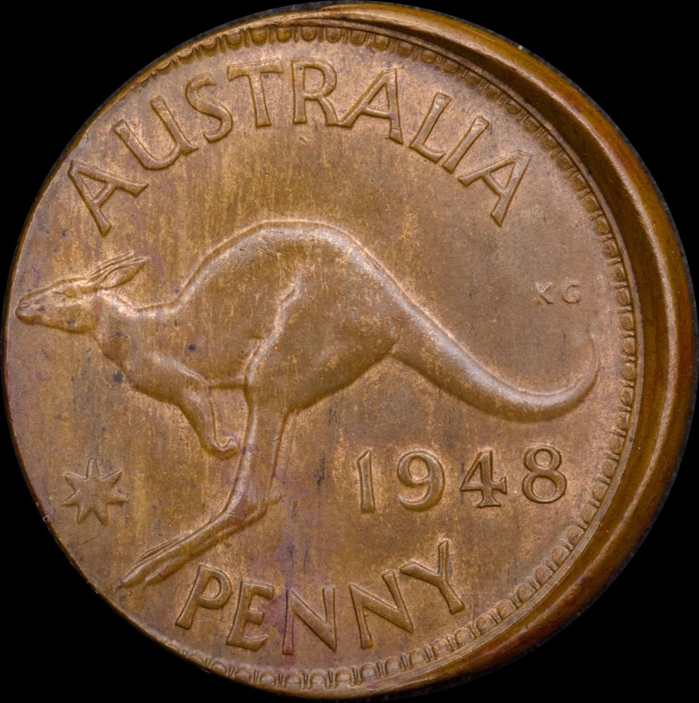 1948 Melbourne Penny 3mm Offstrike Extremely Fine product image