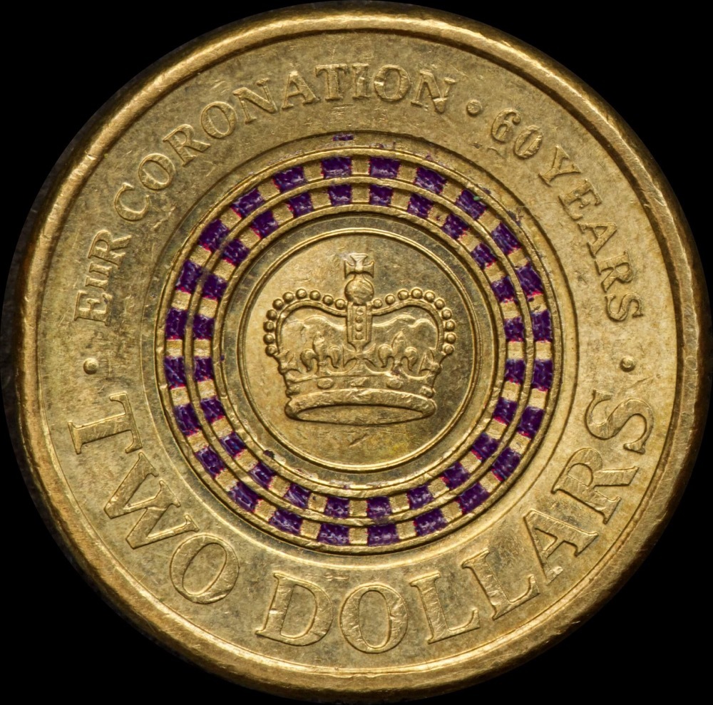 2013 Coloured 2 Dollar Coin Purple Crown Coronation about Unc product image