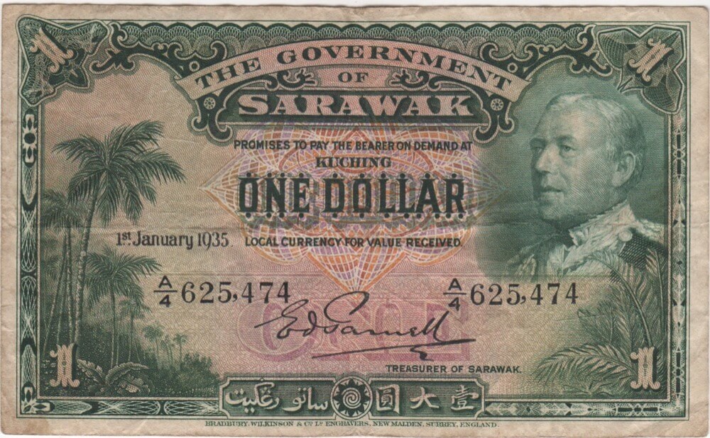 Sarawak 1935 1 Dollar P# 20 Fine product image