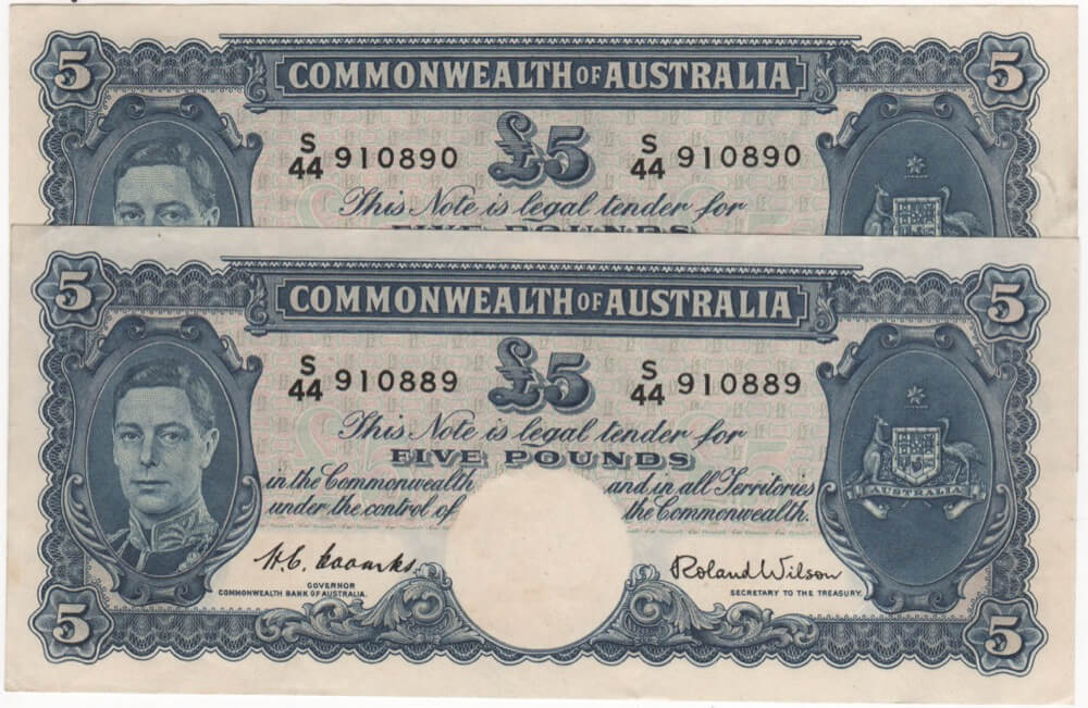 1952 Five Pound Consecutive Pair Coombs/Wilson R48 Extremely Fine product image