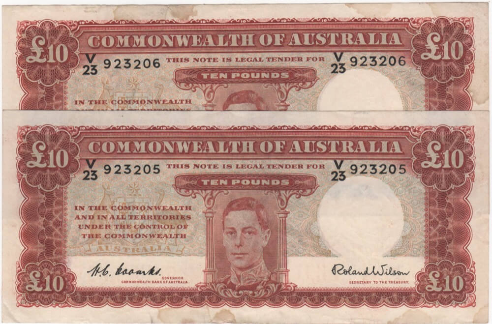 1952 Ten Pound Consecutive Pair Coombs/Wilson R61 about EF product image