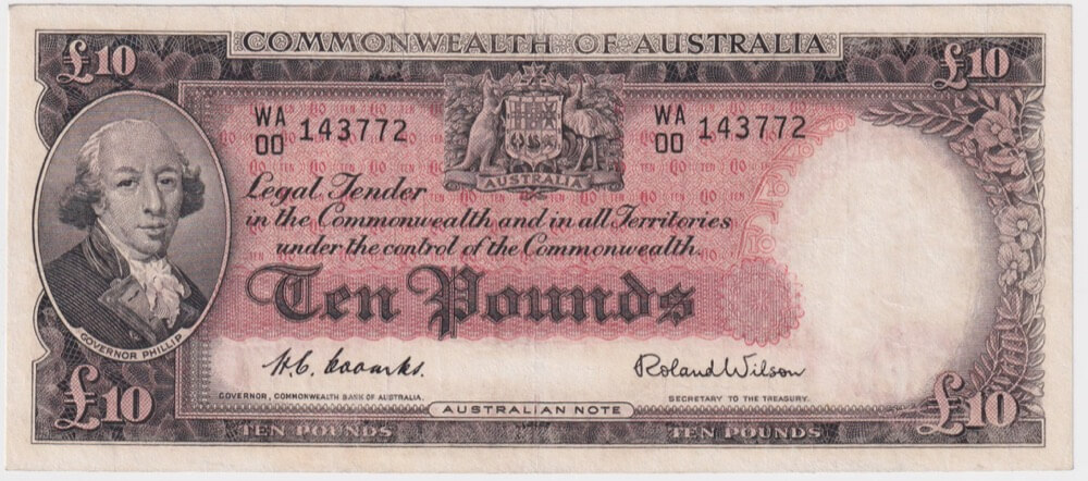 1954 Ten Pound Coombs/Wilson WA/00 First Prefix R62F good Fine product image