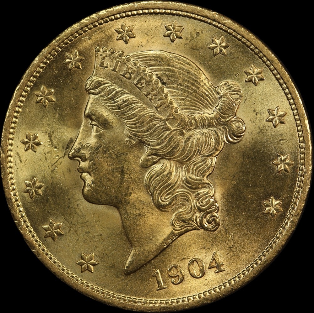 United States 1904 Gold 20 Dollar Double Eagle Uncirculated product image