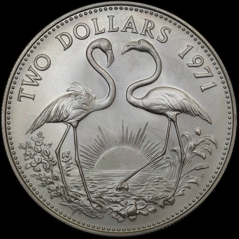 Bahamas 1971 Silver 2 Dollars KM# 23 Choice Uncirculated product image