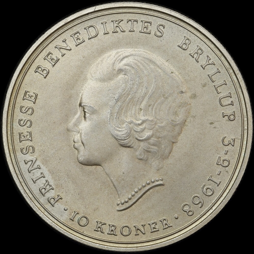 Denmark 1968 Silver 10 Kroner KM# 857 Uncirculated product image