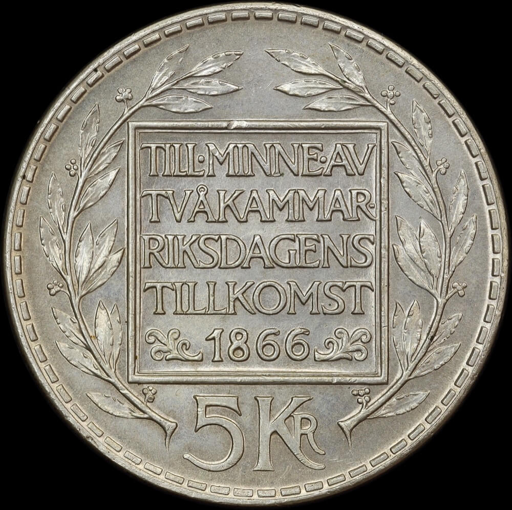 Sweden 1966 Silver 5 Kronor KM# 839 Uncirculated product image