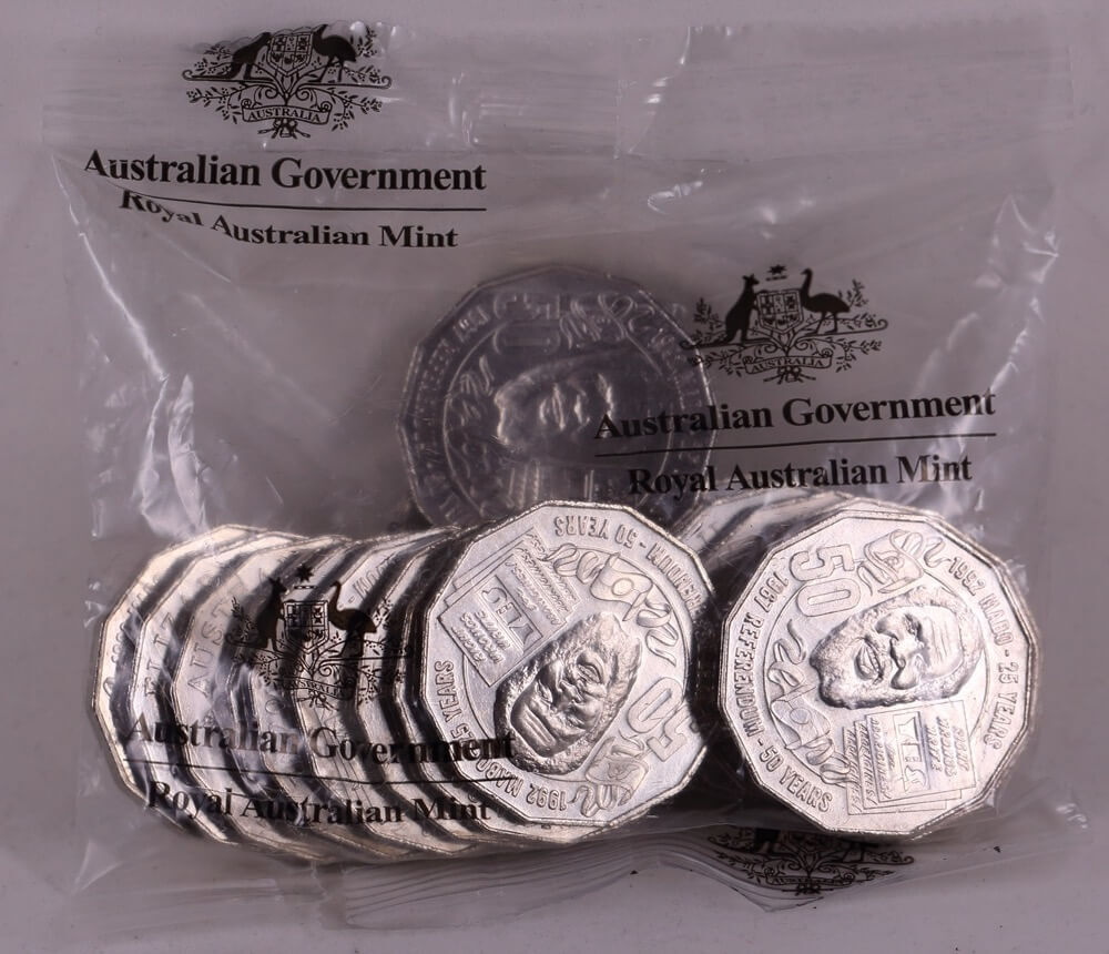2017 Mint Bag of 20 Unc 50c Coins Mabo 50 Years product image