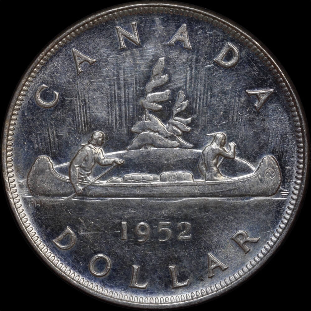 Canada 1952 Silver 1 Dollar Voyageur KM# 46 about Unc product image