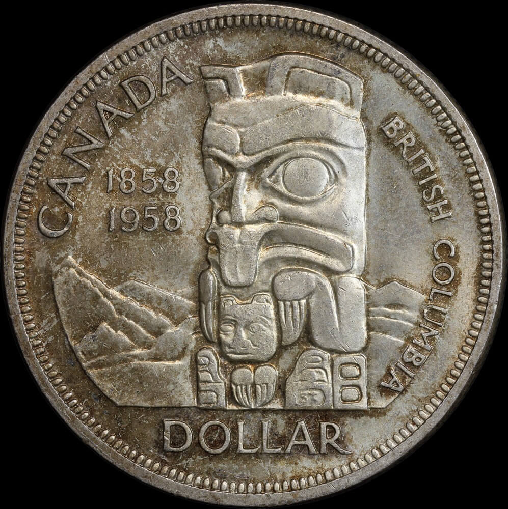 Canada 1958 Silver 1 Dollar British Colombia KM# 55 Uncirculated product image