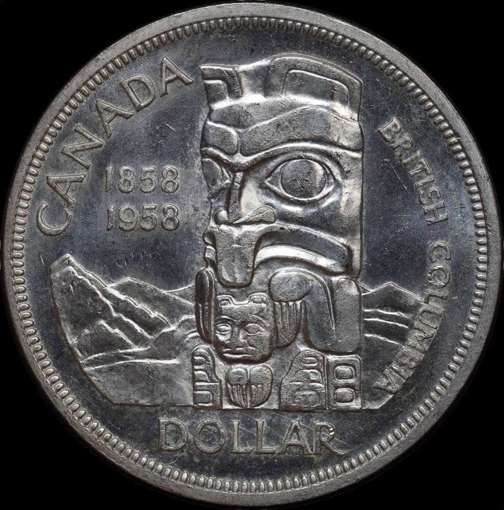 Canada 1958 Silver 1 Dollar British Colombia KM# 55 Uncirculated product image