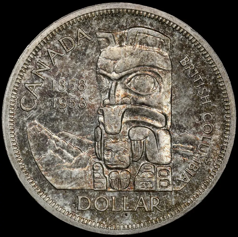 Canada 1958 Silver 1 Dollar British Colombia KM# 55 Uncirculated product image