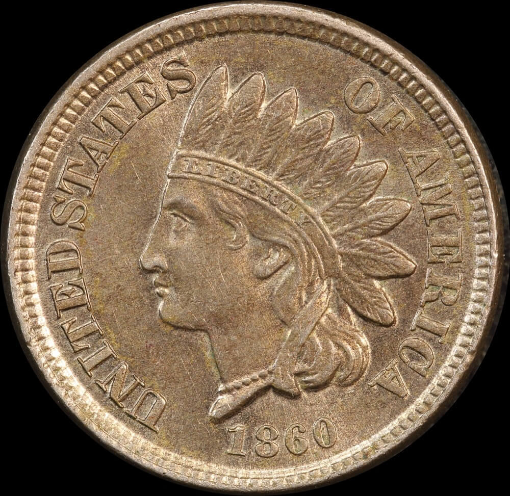 United States 1860 Copper Indian Head Cent KM# 90a Uncirculated product image
