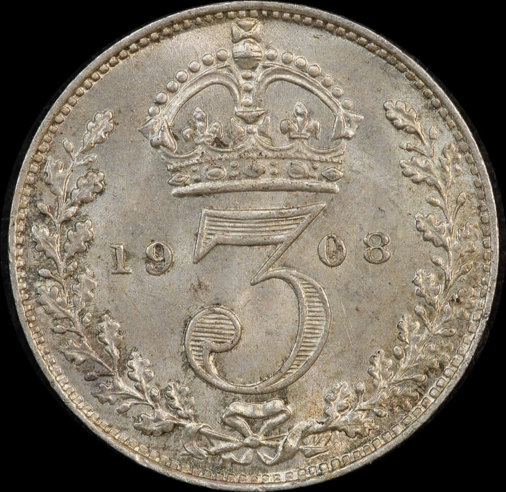 1908 Silver Threepence Edward VII S#3984 Uncirculated product image