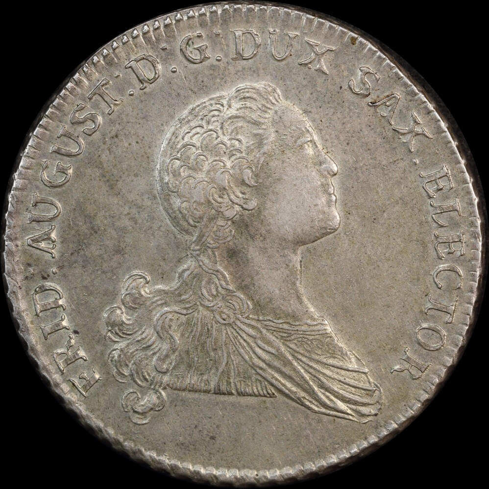 German States (Saxony) 1765-BDC Silver Thaler KM# 983 good EF product image