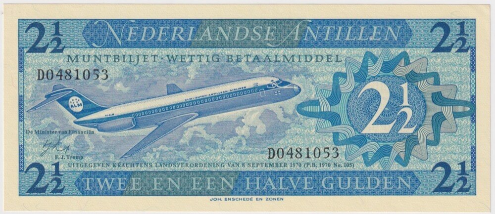 Netherlands Antilles 1970 2 1/2 Guilders P# 21 Uncirculated product image