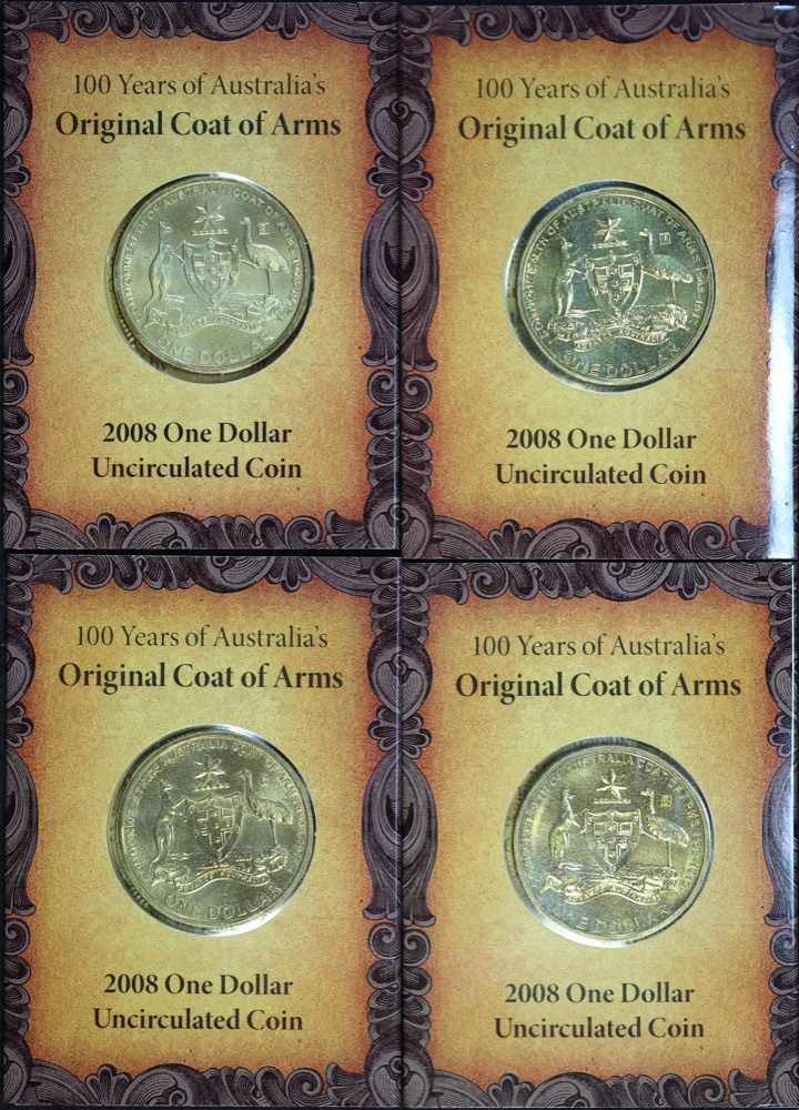 2008 Set of 4 1 Dollar Coins - Australian Coat of Arms product image