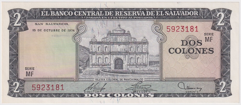El Salvador 1974 2 Colones P# 116b Uncirculated product image
