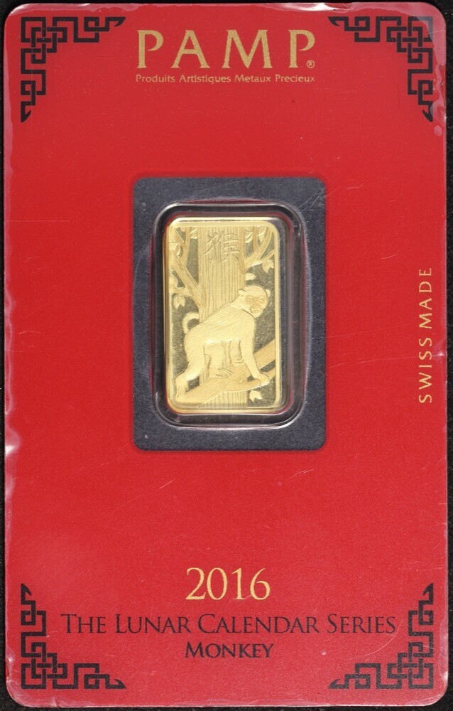 2016 PAMP 5 gram Minted Ingot Lunar Calendar Series - Monkey product image
