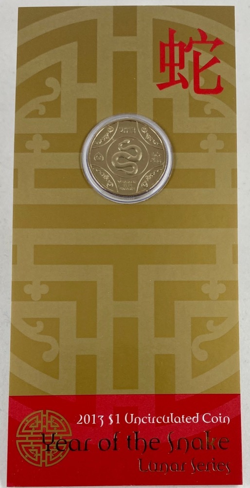 2013 One Dollar Carded Unc Coin Lunar Year of the Snake product image