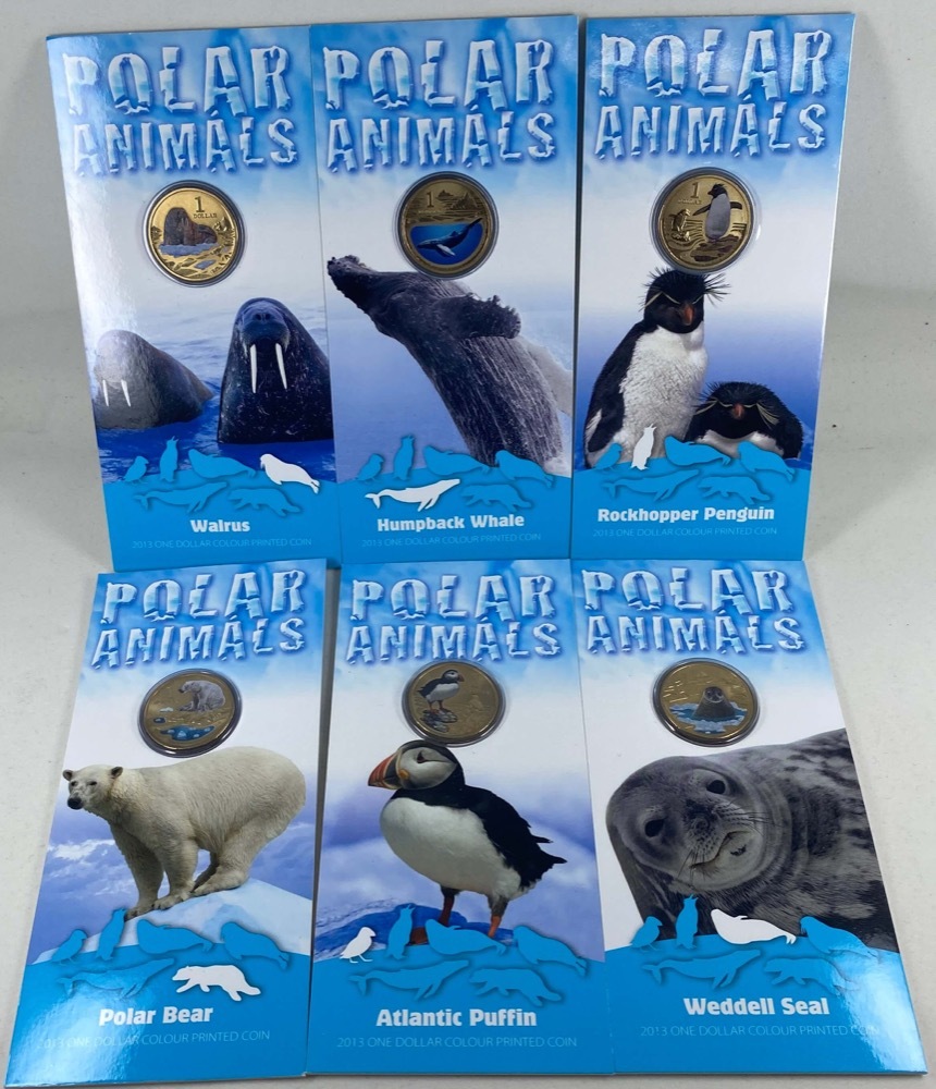 2013 Polar Series Set of 6 Carded One Dollar Coins Uncirculated product image