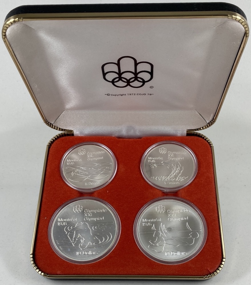 Canada 1974 Silver Set of 4 $5 and $10 Coins - Montreal Olympics (Series V) product image